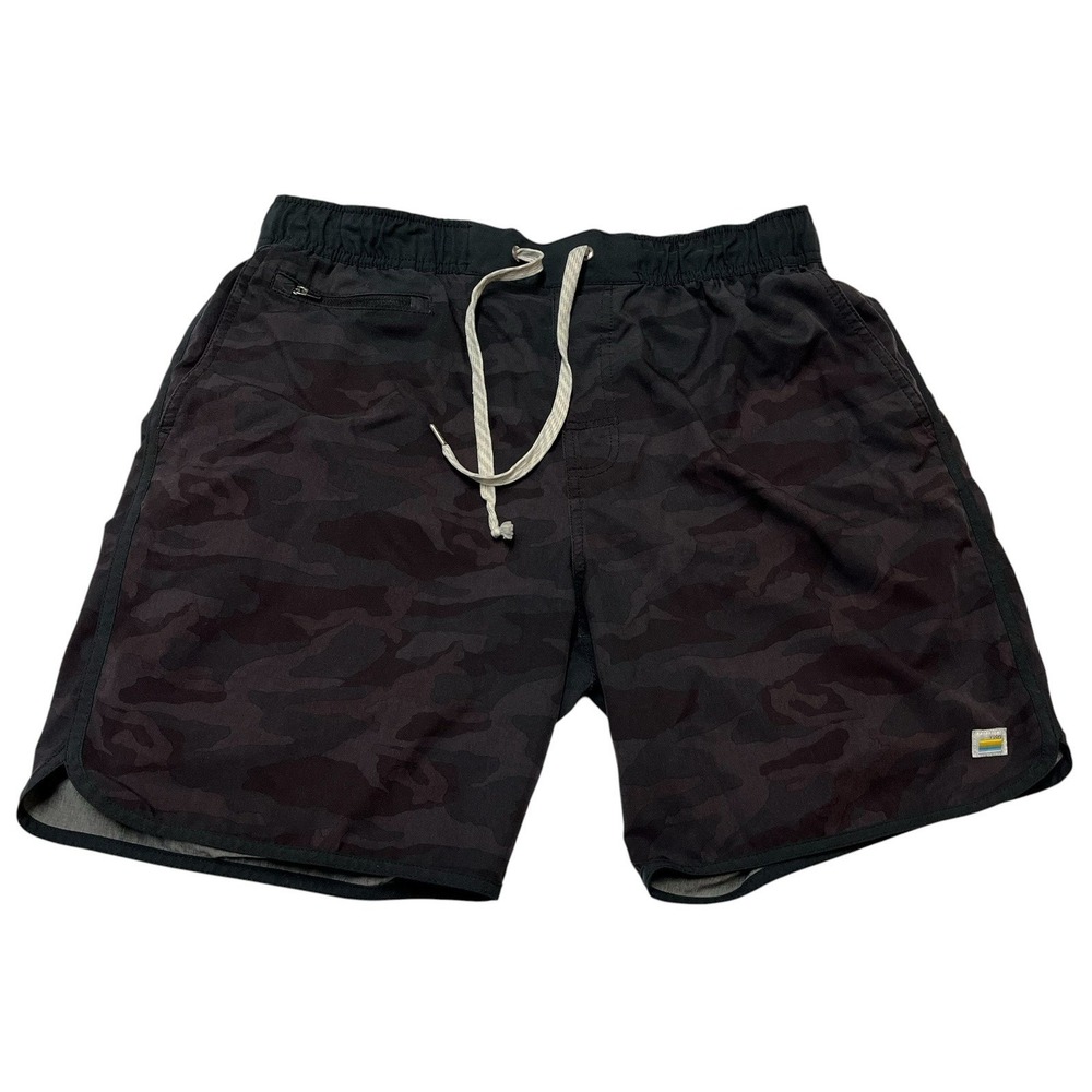 Vuori Kore Shorts Black Watercolor Camo Drawstring S Linerless Pockets Active